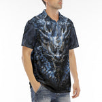 Men's Polo Shirt Dark Blue Chinese Dragon