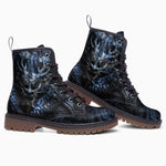 Leather Boots Dark Blue Chinese Dragon