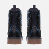Leather Boots Dark Blue Chinese Dragon