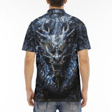 Men's Polo Shirt Dark Blue Chinese Dragon