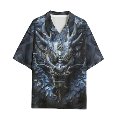 Hawaiian Shirt Dark Blue Chinese Dragon