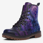 Leather Boots Mythical Neon Blue Cobra Artwork