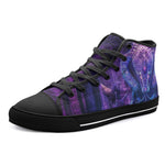 High-Top Canvas Shoes Mythical Neon Blue Cobra Artwork