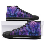 High-Top Canvas Shoes Mythical Neon Blue Cobra Artwork