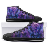 High-Top Canvas Shoes Mythical Neon Blue Cobra Artwork