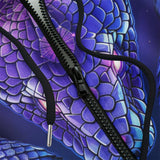 Men's Zip Up Hoodie Mythical Neon Blue Cobra Artwork