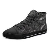 High-Top Canvas Shoes Black Metal Embossed Chinese Dragon