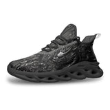 Sports Mesh Sneakers Black Metal Embossed Chinese Dragon