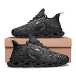 Sports Mesh Sneakers Black Metal Embossed Chinese Dragon