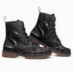 Leather Boots Black Metal Embossed Chinese Dragon
