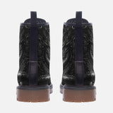 Leather Boots Black Metal Embossed Chinese Dragon