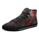 High-Top Canvas Shoes Black and Red Abstraction