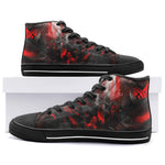 High-Top Canvas Shoes Black and Red Abstraction