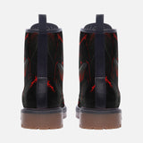Leather Boots Black and Red Abstraction