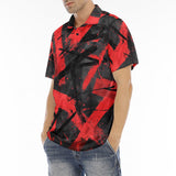 Men's Polo Shirt Red and Black Broken Lines and Shapes