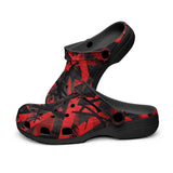 Classic Clogs Red and Black Broken Lines and Shapes