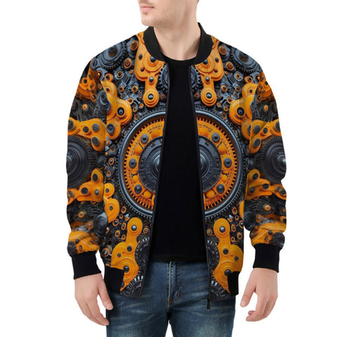 Bomber Jacket Gears Cogs and Wheels Art