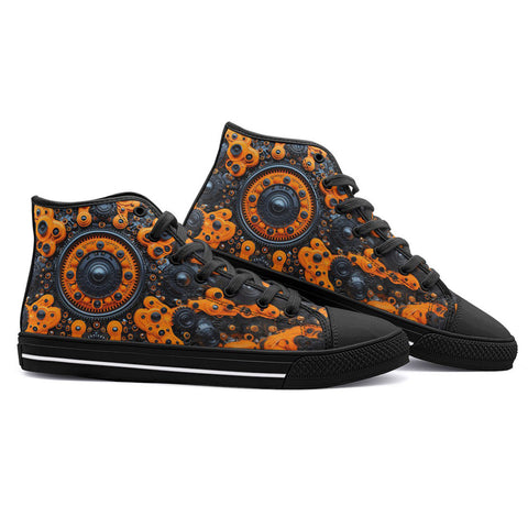 High-Top Canvas Shoes Gears Cogs and Wheels Art