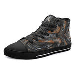 High-Top Canvas Shoes Mystical Carved Wooden Art