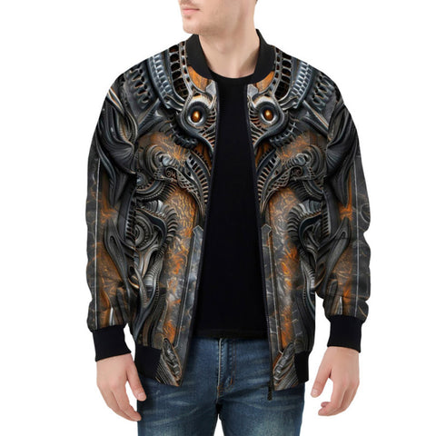 Bomber Jacket Mystical Carved Wooden Art