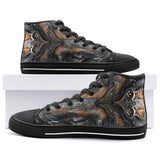 High-Top Canvas Shoes Mystical Carved Wooden Art