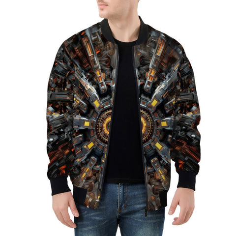 Bomber Jacket Futuristic Shapes Fractal Abstraction