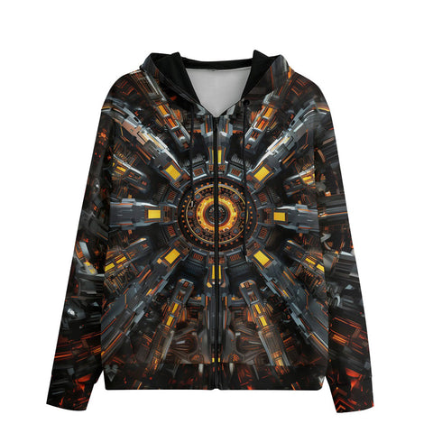 Men's Zip Up Hoodie Futuristic Shapes Fractal Abstraction