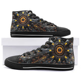 High-Top Canvas Shoes Futuristic Shapes Fractal Abstraction