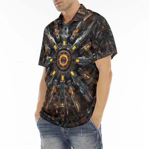 Men's Polo Shirt Futuristic Shapes Fractal Abstraction