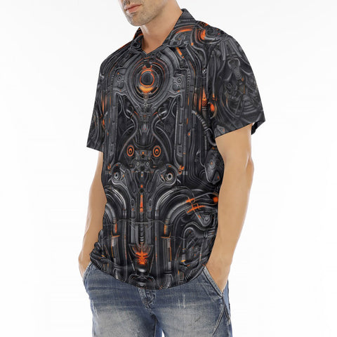 Men's Polo Shirt Biomechanical Style Artwork