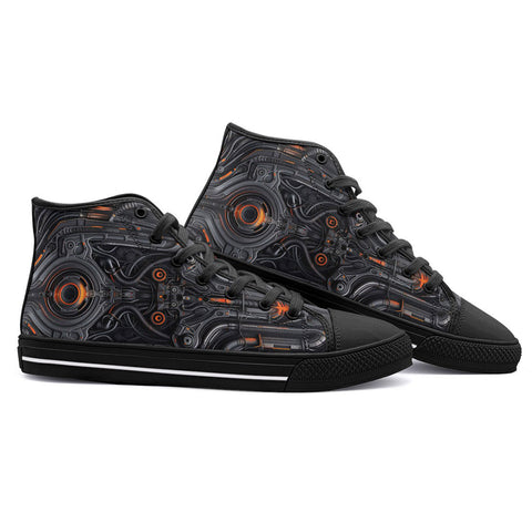 High-Top Canvas Shoes Biomechanical Style Artwork