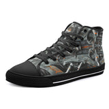 High-Top Canvas Shoes Futuristic Biomechanical Art