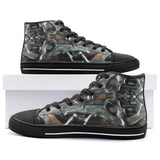 High-Top Canvas Shoes Futuristic Biomechanical Art