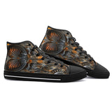 High-Top Canvas Shoes Intricate Biomechanical Creatures