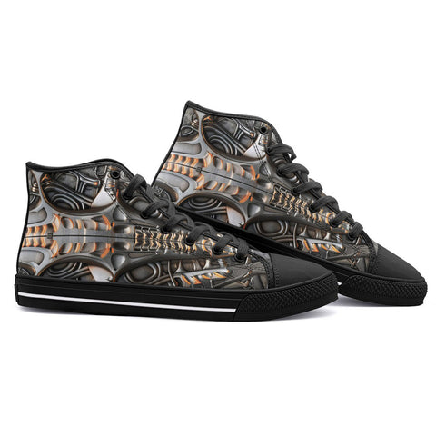 High-Top Canvas Shoes Biomechanical Futuristic Art