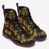 Leather Boots Python Scales Pattern Black and Yellow