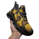 Sports Mesh Sneakers Python Scales Pattern Black and Yellow