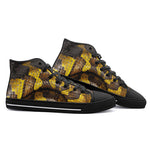 High-Top Canvas Shoes Python Scales Pattern Black and Yellow