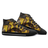 High-Top Canvas Shoes Python Scales Pattern Black and Yellow