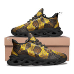 Sports Mesh Sneakers Python Scales Pattern Black and Yellow