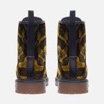 Leather Boots Python Scales Pattern Black and Yellow