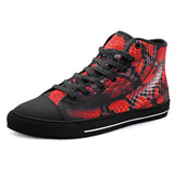 High-Top Canvas Shoes Red Snake Scales Texture