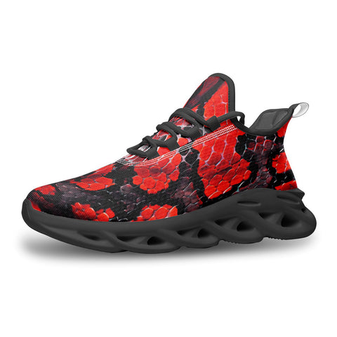 Sports Mesh Sneakers Red Snake Scales Texture