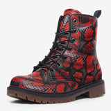 Leather Boots Red Snake Scales Texture
