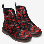 Leather Boots Red Snake Scales Texture