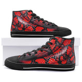 High-Top Canvas Shoes Red Snake Scales Texture