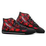 High-Top Canvas Shoes Red Snake Scales Texture