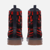 Leather Boots Red Snake Scales Texture