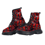 PU Leather Chunky Boots Red Snake Scales Texture