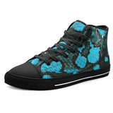 High-Top Canvas Shoes Black and Teal Snake Skin Pattern